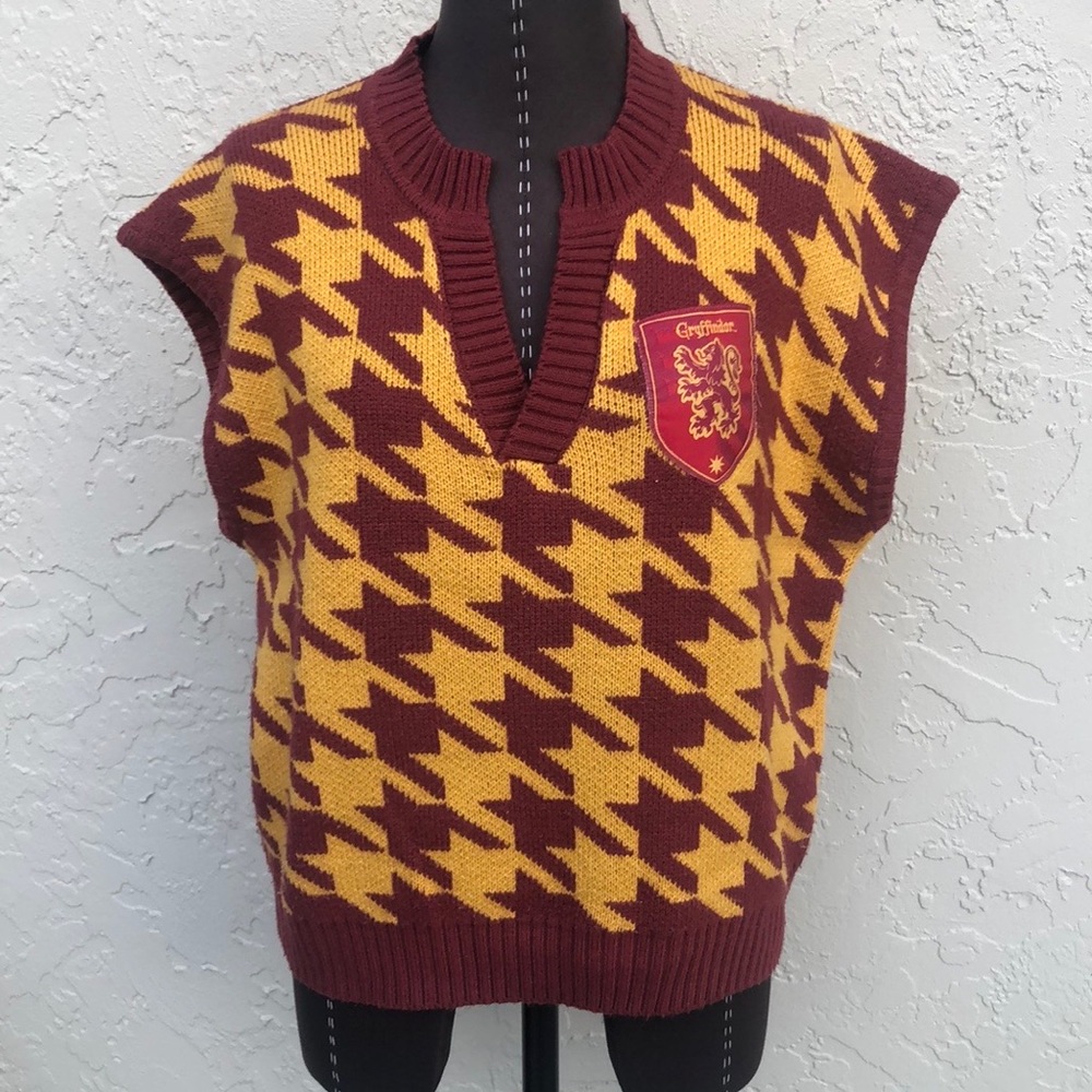 Harry Potter Gryffindor sweater vest houndstooth knit large unisex women’s